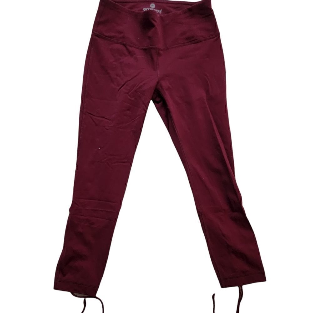 90 Degree by Reflex Ladies Burgundy Lace Up Calf Crop Leggings - Size Small